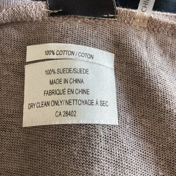 Suede Front and Cotton Knit Cardigan - Picture 2 of 6